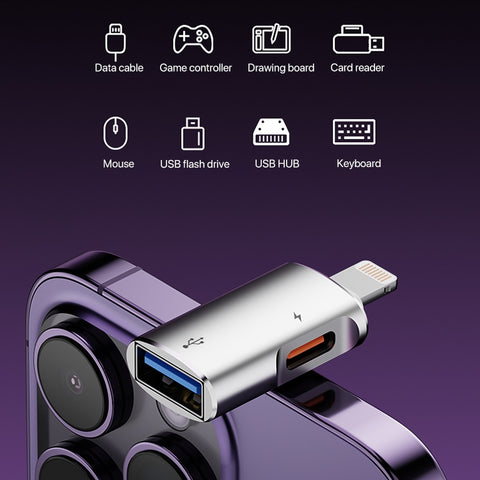 8 Pin to USB, USB-C / Type-C OTG Adapter, 8 Pin to USB, Type-C