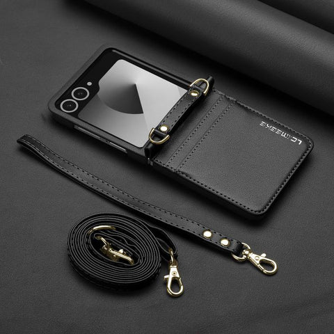 LC.IMEEKE L1 Series Frosted Fine Texture PU Phone Case with Lanyard, For Galaxy Z Flip8 5G, For Samsung Galaxy Z Flip7 5G, For Samsung Galaxy Z Flip6, For Samsung Galaxy Z Flip5, For Samsung Galaxy Z Flip4 5G, For Samsung Galaxy Z Flip3 5G