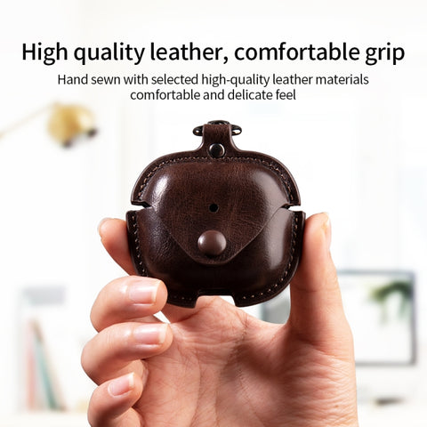 Business Leather Earphone Protective Case with Hook, For AirPods 5 / 4, For AirPods Pro 3