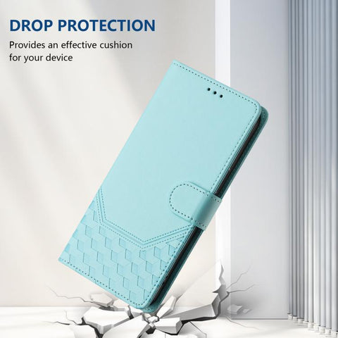 Honeycomb Embossing RFID Leather Phone Case, For iPhone 18 Pro / 17 Pro, For iPhone 18 Pro Max / 17 Pro Max, For iPhone 17e / 16e, For iPhone 17, For iPhone Air, For iPhone 16 Pro Max, For iPhone 16 Pro, For iPhone 16 Plus