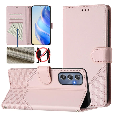 Honeycomb Embossing RFID Leather Phone Case, For Samsung Galaxy M56 5G, For Samsung Galaxy F16 5G / M16 5G Global, For Samsung Galaxy F06 5G / M06 5G, For Samsung Galaxy M55 / C55 5G, For Samsung Galaxy M15 5G / F15 5G, For Samsung Galaxy M34 5G / F34 ...