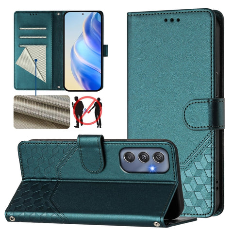 Honeycomb Embossing RFID Leather Phone Case, For Samsung Galaxy M56 5G, For Samsung Galaxy F16 5G / M16 5G Global, For Samsung Galaxy F06 5G / M06 5G, For Samsung Galaxy M55 / C55 5G, For Samsung Galaxy M15 5G / F15 5G, For Samsung Galaxy M34 5G / F34 ...