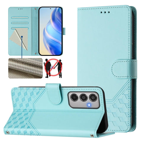 Honeycomb Embossing RFID Leather Phone Case, For Samsung Galaxy M56 5G, For Samsung Galaxy F16 5G / M16 5G Global, For Samsung Galaxy F06 5G / M06 5G, For Samsung Galaxy M55 / C55 5G, For Samsung Galaxy M15 5G / F15 5G, For Samsung Galaxy M34 5G / F34 ...