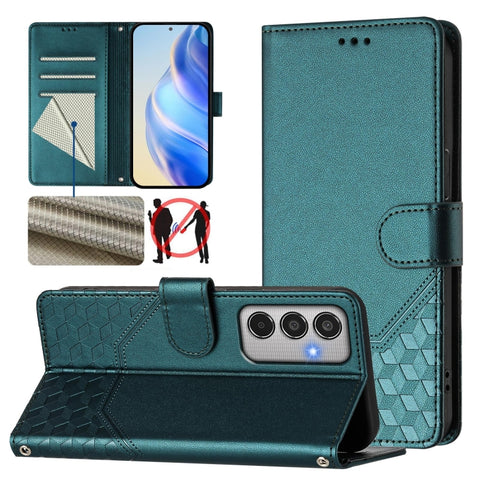 Honeycomb Embossing RFID Leather Phone Case, For Samsung Galaxy M56 5G, For Samsung Galaxy F16 5G / M16 5G Global, For Samsung Galaxy F06 5G / M06 5G, For Samsung Galaxy M55 / C55 5G, For Samsung Galaxy M15 5G / F15 5G, For Samsung Galaxy M34 5G / F34 ...