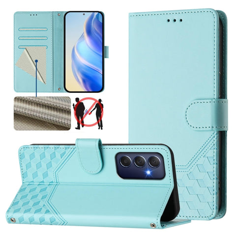 Honeycomb Embossing RFID Leather Phone Case, For Samsung Galaxy M56 5G, For Samsung Galaxy F16 5G / M16 5G Global, For Samsung Galaxy F06 5G / M06 5G, For Samsung Galaxy M55 / C55 5G, For Samsung Galaxy M15 5G / F15 5G, For Samsung Galaxy M34 5G / F34 ...