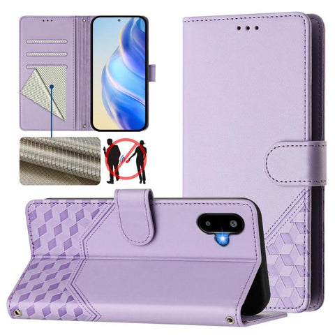 Honeycomb Embossing RFID Leather Phone Case, For Samsung Galaxy M56 5G, For Samsung Galaxy F16 5G / M16 5G Global, For Samsung Galaxy F06 5G / M06 5G, For Samsung Galaxy M55 / C55 5G, For Samsung Galaxy M15 5G / F15 5G, For Samsung Galaxy M34 5G / F34 ...