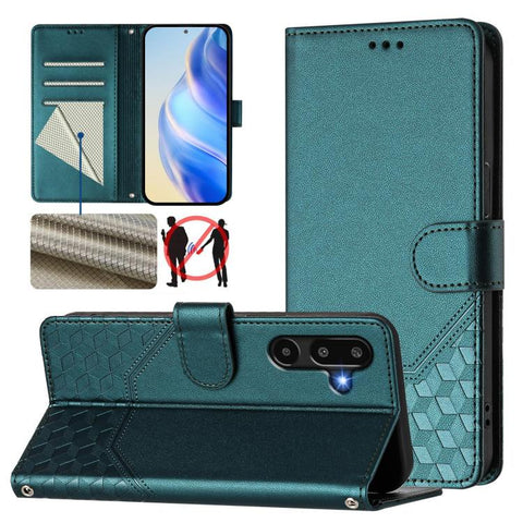 Honeycomb Embossing RFID Leather Phone Case, For Samsung Galaxy M56 5G, For Samsung Galaxy F16 5G / M16 5G Global, For Samsung Galaxy F06 5G / M06 5G, For Samsung Galaxy M55 / C55 5G, For Samsung Galaxy M15 5G / F15 5G, For Samsung Galaxy M34 5G / F34 ...