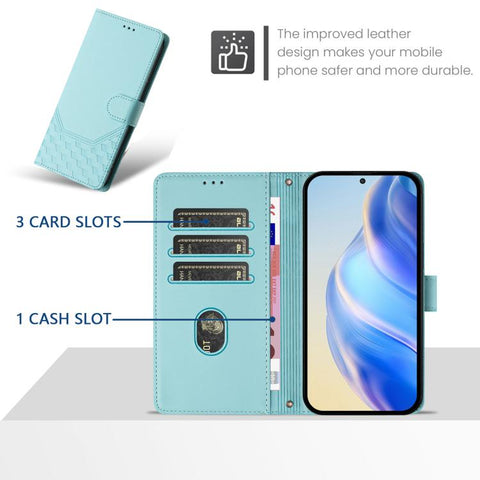 Honeycomb Embossing RFID Leather Phone Case, For Samsung Galaxy M56 5G, For Samsung Galaxy F16 5G / M16 5G Global, For Samsung Galaxy F06 5G / M06 5G, For Samsung Galaxy M55 / C55 5G, For Samsung Galaxy M15 5G / F15 5G, For Samsung Galaxy M34 5G / F34 ...