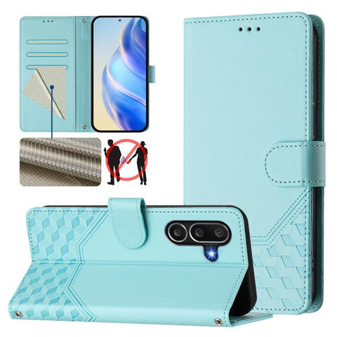 Honeycomb Embossing RFID Leather Phone Case, For Samsung Galaxy M56 5G, For Samsung Galaxy F16 5G / M16 5G Global, For Samsung Galaxy F06 5G / M06 5G, For Samsung Galaxy M55 / C55 5G, For Samsung Galaxy M15 5G / F15 5G, For Samsung Galaxy M34 5G / F34 ...