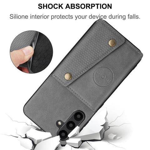 Double Buckle Card Slots Magnetic Phone Case, For Samsung Galaxy A57 5G, For Samsung Galaxy A37 5G, For Galaxy A27 5G, For Galaxy A07 5G Global, For Samsung Galaxy A17 / A26 5G, For Samsung Galaxy A56 5G, For Samsung Galaxy A36 5G                      ...