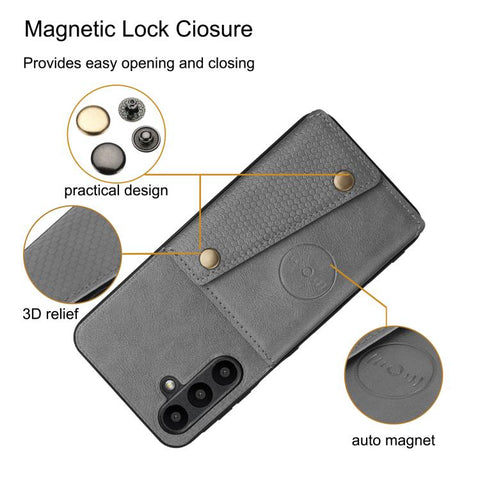 Double Buckle Card Slots Magnetic Phone Case, For Samsung Galaxy A57 5G, For Samsung Galaxy A37 5G, For Galaxy A27 5G, For Galaxy A07 5G Global, For Samsung Galaxy A17 / A26 5G, For Samsung Galaxy A56 5G, For Samsung Galaxy A36 5G                      ...