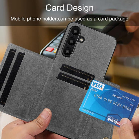 Double Buckle Card Slots Magnetic Phone Case, For Samsung Galaxy A57 5G, For Samsung Galaxy A37 5G, For Galaxy A27 5G, For Galaxy A07 5G Global, For Samsung Galaxy A17 / A26 5G, For Samsung Galaxy A56 5G, For Samsung Galaxy A36 5G                      ...