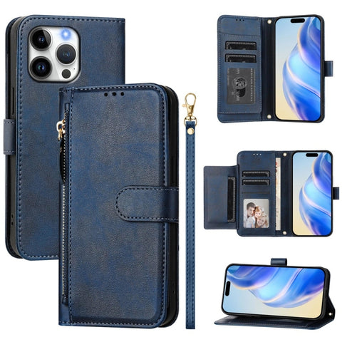 Multi-Card Slots Zipper Wallet Leather Phone Case, For iPhone 18 Pro / 17 Pro, For iPhone 18 Pro Max / 17 Pro Max, For iPhone 17e / 16e, For iPhone 17, For iPhone Air, For iPhone 16 Pro Max, For iPhone 16 Pro, For iPhone 16 Plus