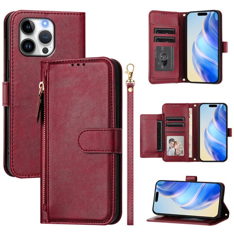 Multi-Card Slots Zipper Wallet Leather Phone Case, For iPhone 18 Pro / 17 Pro, For iPhone 18 Pro Max / 17 Pro Max, For iPhone 17e / 16e, For iPhone 17, For iPhone Air, For iPhone 16 Pro Max, For iPhone 16 Pro, For iPhone 16 Plus