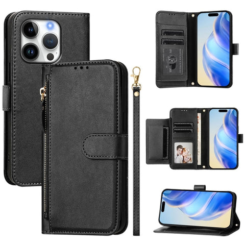 Multi-Card Slots Zipper Wallet Leather Phone Case, For iPhone 18 Pro / 17 Pro, For iPhone 18 Pro Max / 17 Pro Max, For iPhone 17e / 16e, For iPhone 17, For iPhone Air, For iPhone 16 Pro Max, For iPhone 16 Pro, For iPhone 16 Plus
