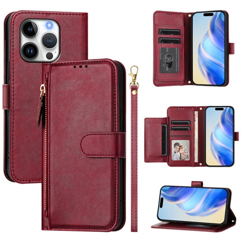 Multi-Card Slots Zipper Wallet Leather Phone Case, For iPhone 18 Pro / 17 Pro, For iPhone 18 Pro Max / 17 Pro Max, For iPhone 17e / 16e, For iPhone 17, For iPhone Air, For iPhone 16 Pro Max, For iPhone 16 Pro, For iPhone 16 Plus