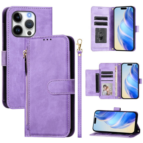Multi-Card Slots Zipper Wallet Leather Phone Case, For iPhone 18 Pro / 17 Pro, For iPhone 18 Pro Max / 17 Pro Max, For iPhone 17e / 16e, For iPhone 17, For iPhone Air, For iPhone 16 Pro Max, For iPhone 16 Pro, For iPhone 16 Plus