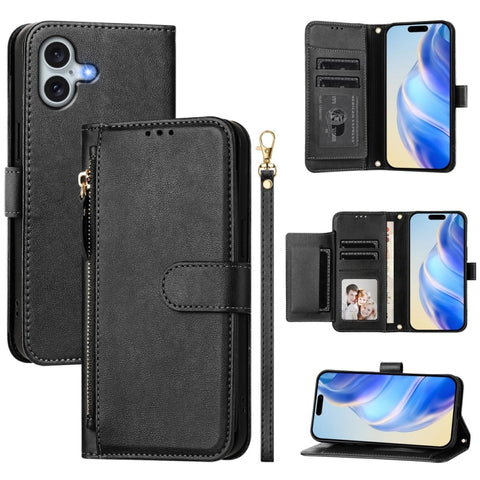 Multi-Card Slots Zipper Wallet Leather Phone Case, For iPhone 18 Pro / 17 Pro, For iPhone 18 Pro Max / 17 Pro Max, For iPhone 17e / 16e, For iPhone 17, For iPhone Air, For iPhone 16 Pro Max, For iPhone 16 Pro, For iPhone 16 Plus