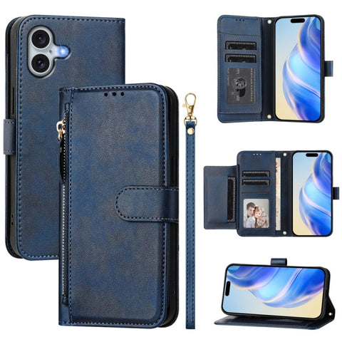 Multi-Card Slots Zipper Wallet Leather Phone Case, For iPhone 18 Pro / 17 Pro, For iPhone 18 Pro Max / 17 Pro Max, For iPhone 17e / 16e, For iPhone 17, For iPhone Air, For iPhone 16 Pro Max, For iPhone 16 Pro, For iPhone 16 Plus