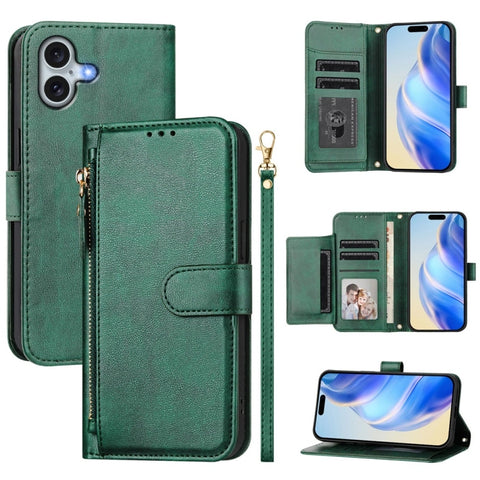 Multi-Card Slots Zipper Wallet Leather Phone Case, For iPhone 18 Pro / 17 Pro, For iPhone 18 Pro Max / 17 Pro Max, For iPhone 17e / 16e, For iPhone 17, For iPhone Air, For iPhone 16 Pro Max, For iPhone 16 Pro, For iPhone 16 Plus