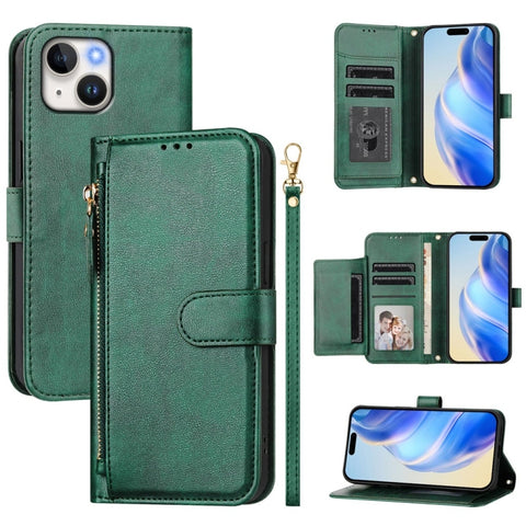 Multi-Card Slots Zipper Wallet Leather Phone Case, For iPhone 16, For iPhone 15 Pro Max, For iPhone 15 Pro, For iPhone 15 Plus, For iPhone 15, For iPhone 14 Plus, For iPhone 14 / 13, For iPhone 14 Pro