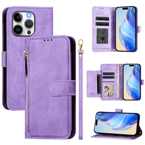 Multi-Card Slots Zipper Wallet Leather Phone Case, For iPhone 14 Pro Max, For iPhone SE 2022 / 2020 / 8 / 7, For iPhone 13 Pro Max, For iPhone 13 Pro, For iPhone 13 mini, For iPhone 12 / 12 Pro, For iPhone 12 Pro Max, For iPhone 12 mini
