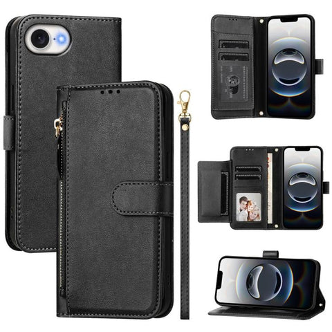 Multi-Card Slots Zipper Wallet Leather Phone Case, For iPhone 18 Pro / 17 Pro, For iPhone 18 Pro Max / 17 Pro Max, For iPhone 17e / 16e, For iPhone 17, For iPhone Air, For iPhone 16 Pro Max, For iPhone 16 Pro, For iPhone 16 Plus