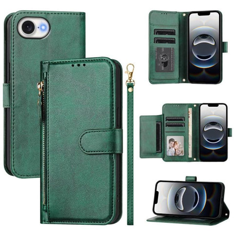 Multi-Card Slots Zipper Wallet Leather Phone Case, For iPhone 18 Pro / 17 Pro, For iPhone 18 Pro Max / 17 Pro Max, For iPhone 17e / 16e, For iPhone 17, For iPhone Air, For iPhone 16 Pro Max, For iPhone 16 Pro, For iPhone 16 Plus