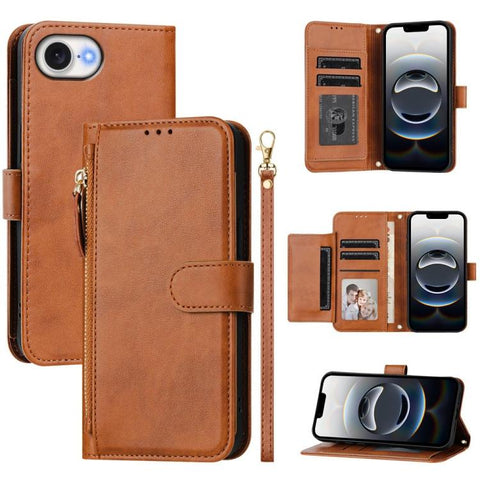 Multi-Card Slots Zipper Wallet Leather Phone Case, For iPhone 18 Pro / 17 Pro, For iPhone 18 Pro Max / 17 Pro Max, For iPhone 17e / 16e, For iPhone 17, For iPhone Air, For iPhone 16 Pro Max, For iPhone 16 Pro, For iPhone 16 Plus