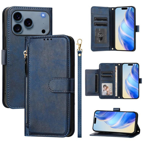 Multi-Card Slots Zipper Wallet Leather Phone Case, For iPhone 18 Pro / 17 Pro, For iPhone 18 Pro Max / 17 Pro Max, For iPhone 17e / 16e, For iPhone 17, For iPhone Air, For iPhone 16 Pro Max, For iPhone 16 Pro, For iPhone 16 Plus