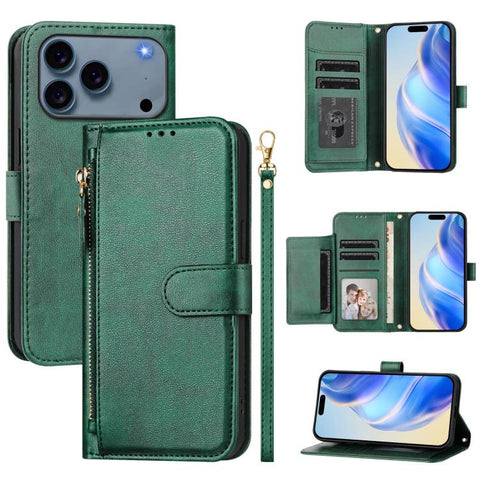 Multi-Card Slots Zipper Wallet Leather Phone Case, For iPhone 18 Pro / 17 Pro, For iPhone 18 Pro Max / 17 Pro Max, For iPhone 17e / 16e, For iPhone 17, For iPhone Air, For iPhone 16 Pro Max, For iPhone 16 Pro, For iPhone 16 Plus