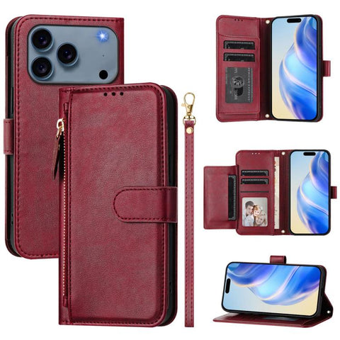 Multi-Card Slots Zipper Wallet Leather Phone Case, For iPhone 18 Pro / 17 Pro, For iPhone 18 Pro Max / 17 Pro Max, For iPhone 17e / 16e, For iPhone 17, For iPhone Air, For iPhone 16 Pro Max, For iPhone 16 Pro, For iPhone 16 Plus