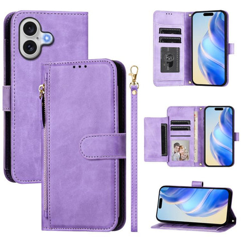 Multi-Card Slots Zipper Wallet Leather Phone Case, For iPhone 18 Pro / 17 Pro, For iPhone 18 Pro Max / 17 Pro Max, For iPhone 17e / 16e, For iPhone 17, For iPhone Air, For iPhone 16 Pro Max, For iPhone 16 Pro, For iPhone 16 Plus