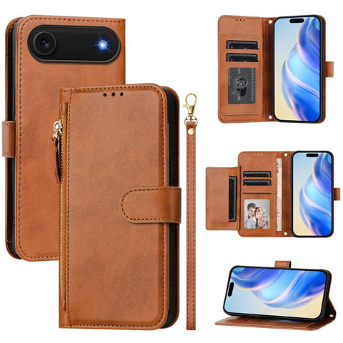 Multi-Card Slots Zipper Wallet Leather Phone Case, For iPhone 18 Pro / 17 Pro, For iPhone 18 Pro Max / 17 Pro Max, For iPhone 17e / 16e, For iPhone 17, For iPhone Air, For iPhone 16 Pro Max, For iPhone 16 Pro, For iPhone 16 Plus