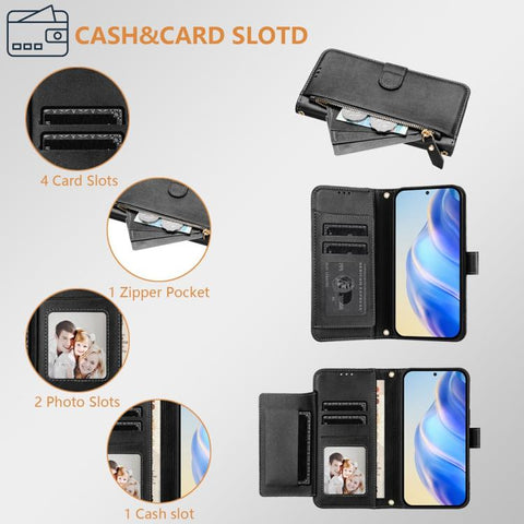 Multi-Card Slots Zipper Wallet Leather Phone Case, For Samsung Galaxy XCover7 Pro, For Samsung Galaxy XCover7 5G Global, For Samsung Galaxy XCover6 Pro, For Samsung Galaxy XCover 5