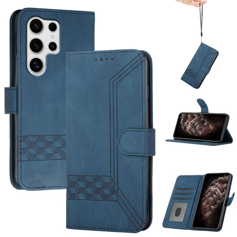 Cubic Skin Feel Flip Leather Phone Case, For Galaxy S25 Ultra 5G