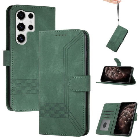 Cubic Skin Feel Flip Leather Phone Case, For Galaxy S25 Ultra 5G