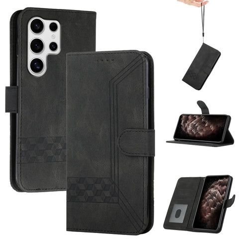 Cubic Skin Feel Flip Leather Phone Case, For Galaxy S25 Ultra 5G