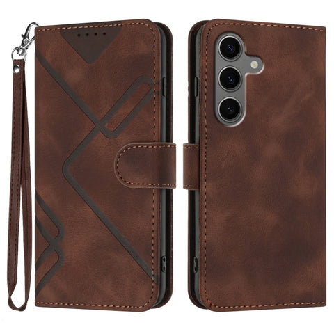 Line Pattern Skin Feel Leather Phone Case, For Galaxy S26 FE 5G, For Samsung Galaxy S26 Edge 5G, For Samsung Galaxy S26 Ultra 5G, For Samsung Galaxy S26 5G, For Samsung Galaxy S25 FE 5G, For Samsung Galaxy S25 5G, For Samsung Galaxy S25+ 5G            ...