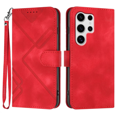 Line Pattern Skin Feel Leather Phone Case, For Galaxy S26 FE 5G, For Samsung Galaxy S26 Edge 5G, For Samsung Galaxy S26 Ultra 5G, For Samsung Galaxy S26 5G, For Samsung Galaxy S25 FE 5G, For Samsung Galaxy S25 5G, For Samsung Galaxy S25+ 5G            ...