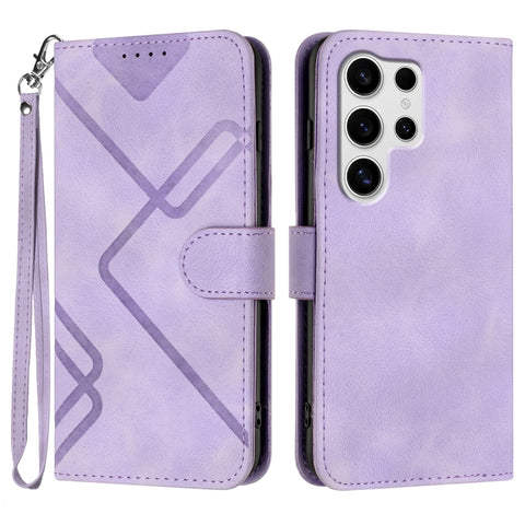 Line Pattern Skin Feel Leather Phone Case, For Galaxy S26 FE 5G, For Samsung Galaxy S26 Edge 5G, For Samsung Galaxy S26 Ultra 5G, For Samsung Galaxy S26 5G, For Samsung Galaxy S25 FE 5G, For Samsung Galaxy S25 5G, For Samsung Galaxy S25+ 5G            ...