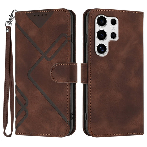 Line Pattern Skin Feel Leather Phone Case, For Galaxy S26 FE 5G, For Samsung Galaxy S26 Edge 5G, For Samsung Galaxy S26 Ultra 5G, For Samsung Galaxy S26 5G, For Samsung Galaxy S25 FE 5G, For Samsung Galaxy S25 5G, For Samsung Galaxy S25+ 5G            ...