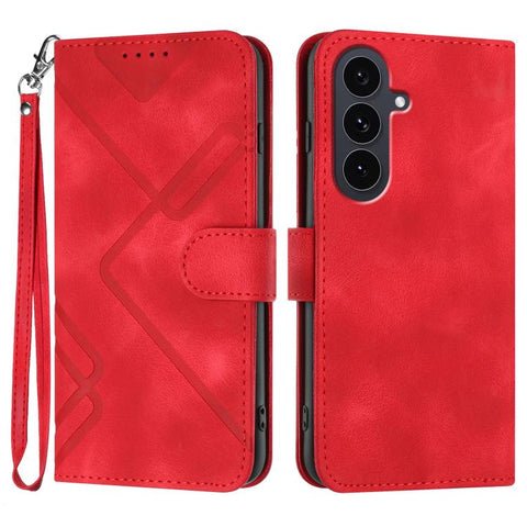 Line Pattern Skin Feel Leather Phone Case, For Galaxy S26 FE 5G, For Samsung Galaxy S26 Edge 5G, For Samsung Galaxy S26 Ultra 5G, For Samsung Galaxy S26 5G, For Samsung Galaxy S25 FE 5G, For Samsung Galaxy S25 5G, For Samsung Galaxy S25+ 5G            ...