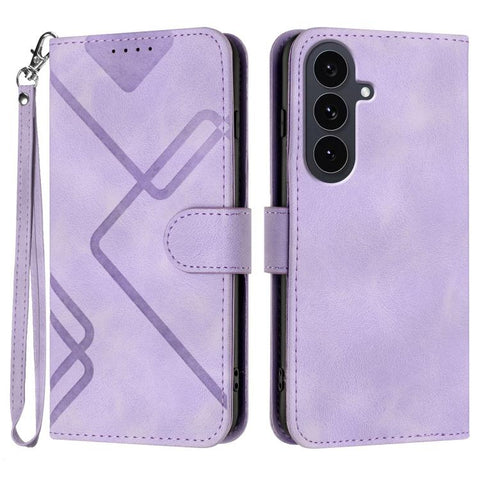 Line Pattern Skin Feel Leather Phone Case, For Galaxy S26 FE 5G, For Samsung Galaxy S26 Edge 5G, For Samsung Galaxy S26 Ultra 5G, For Samsung Galaxy S26 5G, For Samsung Galaxy S25 FE 5G, For Samsung Galaxy S25 5G, For Samsung Galaxy S25+ 5G            ...