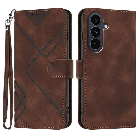 Line Pattern Skin Feel Leather Phone Case, For Galaxy S26 FE 5G, For Samsung Galaxy S26 Edge 5G, For Samsung Galaxy S26 Ultra 5G, For Samsung Galaxy S26 5G, For Samsung Galaxy S25 FE 5G, For Samsung Galaxy S25 5G, For Samsung Galaxy S25+ 5G            ...