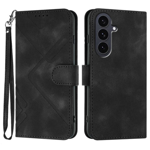Line Pattern Skin Feel Leather Phone Case, For Galaxy S26 FE 5G, For Samsung Galaxy S26 Edge 5G, For Samsung Galaxy S26 Ultra 5G, For Samsung Galaxy S26 5G, For Samsung Galaxy S25 FE 5G, For Samsung Galaxy S25 5G, For Samsung Galaxy S25+ 5G            ...