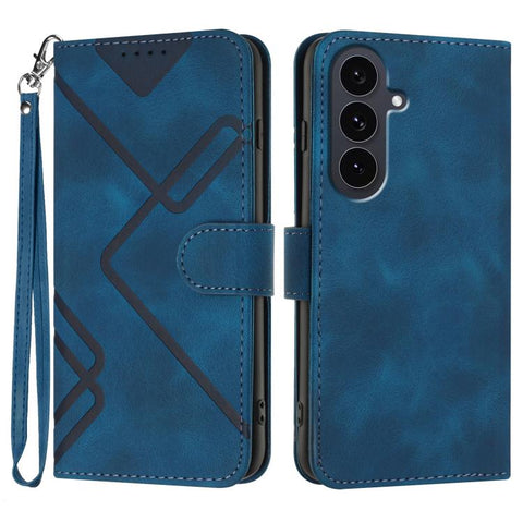 Line Pattern Skin Feel Leather Phone Case, For Galaxy S26 FE 5G, For Samsung Galaxy S26 Edge 5G, For Samsung Galaxy S26 Ultra 5G, For Samsung Galaxy S26 5G, For Samsung Galaxy S25 FE 5G, For Samsung Galaxy S25 5G, For Samsung Galaxy S25+ 5G            ...
