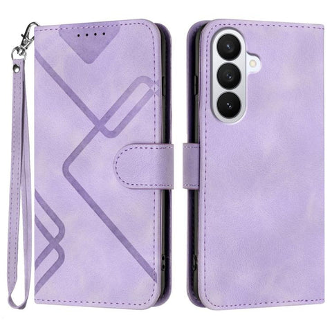 Line Pattern Skin Feel Leather Phone Case, For Galaxy S26 FE 5G, For Samsung Galaxy S26 Edge 5G, For Samsung Galaxy S26 Ultra 5G, For Samsung Galaxy S26 5G, For Samsung Galaxy S25 FE 5G, For Samsung Galaxy S25 5G, For Samsung Galaxy S25+ 5G            ...