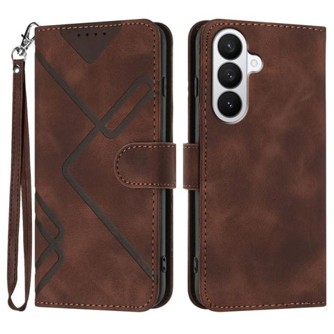 Line Pattern Skin Feel Leather Phone Case, For Galaxy S26 FE 5G, For Samsung Galaxy S26 Edge 5G, For Samsung Galaxy S26 Ultra 5G, For Samsung Galaxy S26 5G, For Samsung Galaxy S25 FE 5G, For Samsung Galaxy S25 5G, For Samsung Galaxy S25+ 5G            ...
