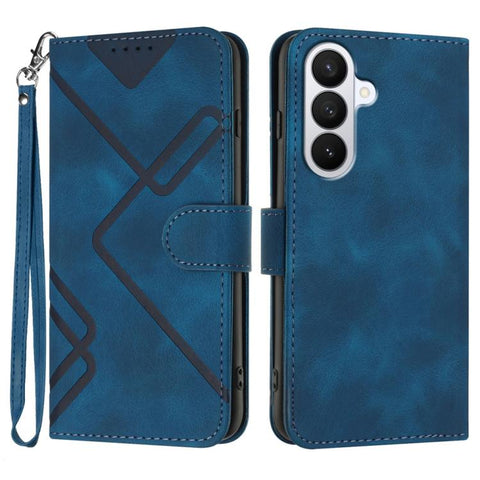 Line Pattern Skin Feel Leather Phone Case, For Galaxy S26 FE 5G, For Samsung Galaxy S26 Edge 5G, For Samsung Galaxy S26 Ultra 5G, For Samsung Galaxy S26 5G, For Samsung Galaxy S25 FE 5G, For Samsung Galaxy S25 5G, For Samsung Galaxy S25+ 5G            ...